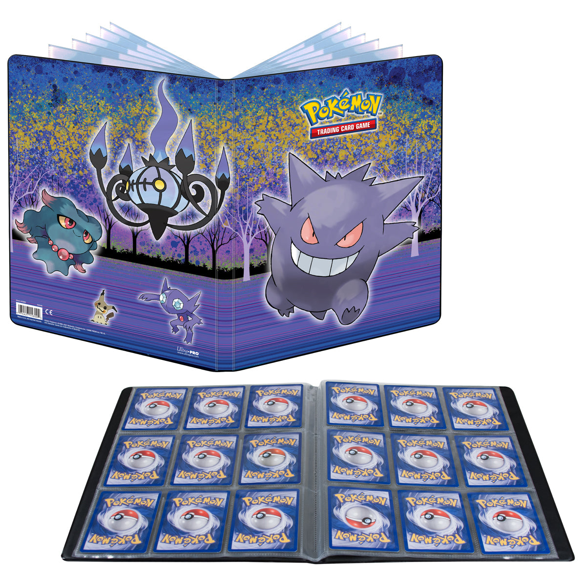 Ultra PROs 9-Pocket Portfolio for Pokemon features a vibrant, full-art cover. Each portfolio stores and protects up to 90 standard size cards single-loaded and 180 cards double-loaded in archival-safe polypropylene pages. Made in California, U.S.A.